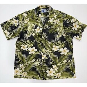 VTG Styled By RJC Button Up Shirt Men's XL Hibiscus Palms Hawaiian USA Made